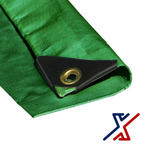 X1 Tools 12 ft x 24 ft Heavy Duty 12 Mil Tarp, Green, Polyethylene X1T-CAN-T12-GRE-2412